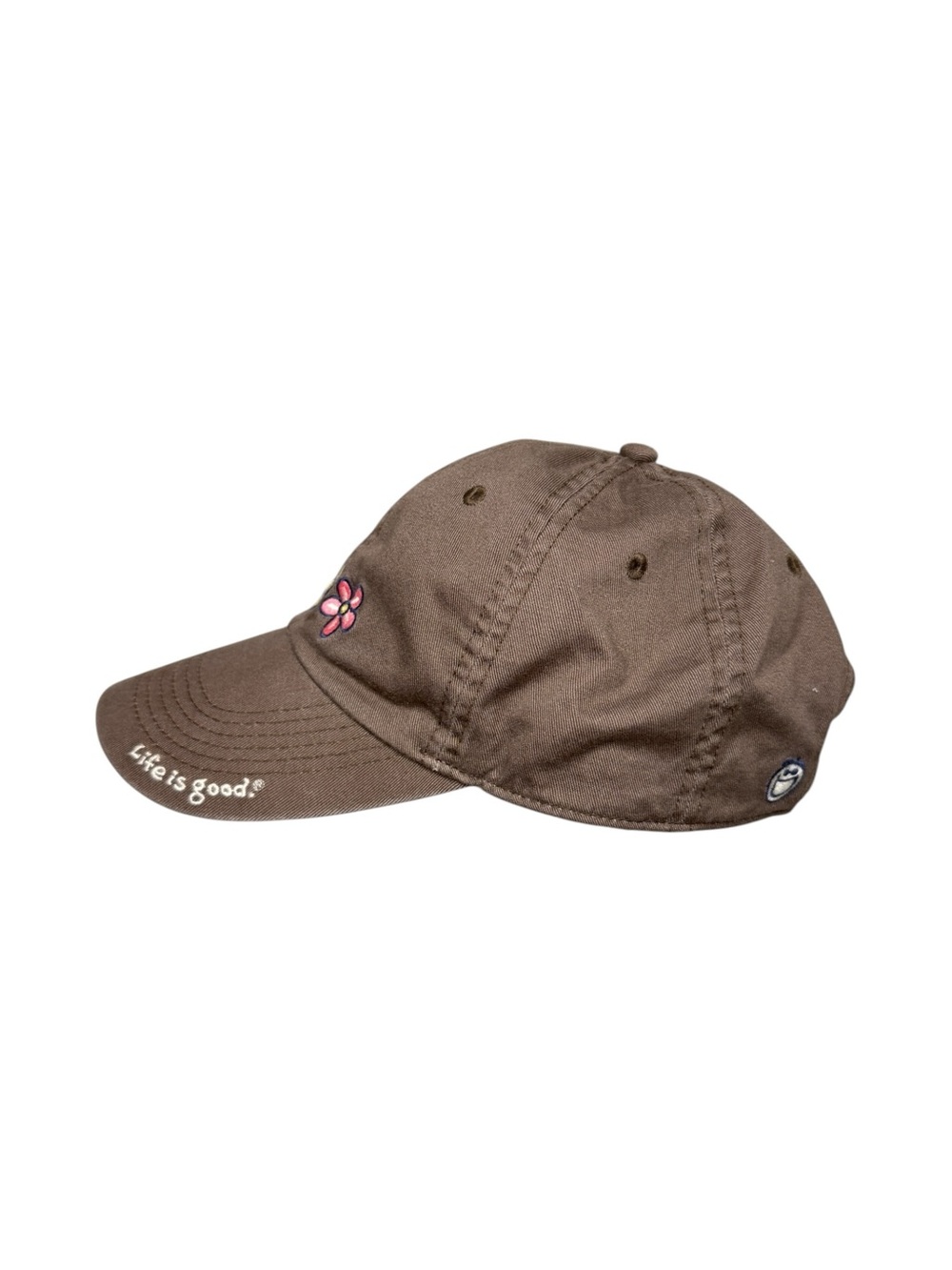 Life Is Good Brown Daisy Flowers Canvas Baseball Chill Cap Adjustable Size OS - Picture 2 of 4